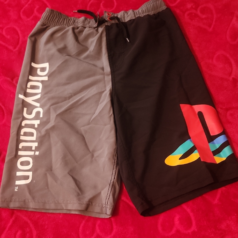 Sony PlayStation Kids Swim Trunks - Gray and Black